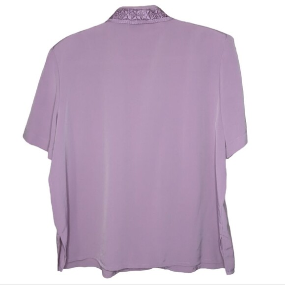 Women's Kathy Che Lavender Bead Detail Short Sleeve Top, Size 16 - Picture 2 of 4